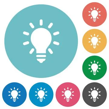 Lighting bulb as idea concept flat round icons Stock Illustration