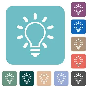 Lighting bulb outline rounded square flat icons 库存插图