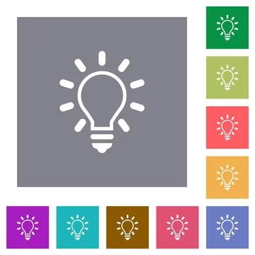 Lighting bulb outline square flat icons Stock Illustration