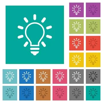 Lighting bulb outline square flat multi colored icons Stock Illustration