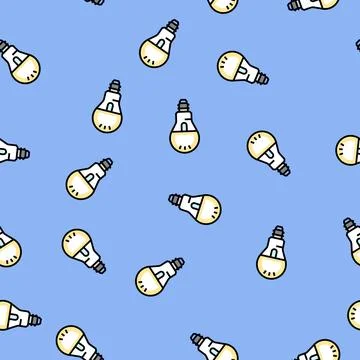 Lighting bulb smart home vector seamless pattern Stock Illustration