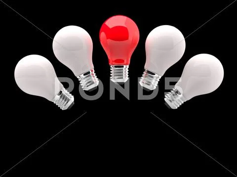 Lighting Bulb White and One Red Stock Photos