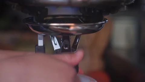 Lighting up a camping stove Stock Footage 93685438
