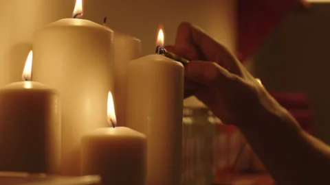 LIGHTING CANDLE 02 Stock Footage 141067325