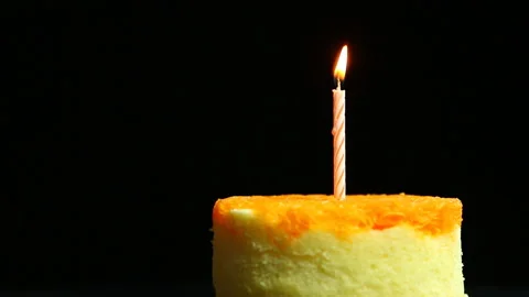 Lighting  candle on cake , in studio  Chiangmai Thailand Stock Footage 140594900