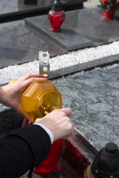 Lighting a candle Foto stock