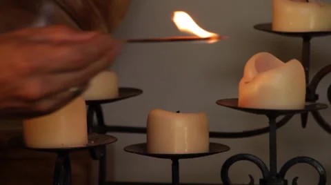 Lighting Candles Stock Footage 45608094