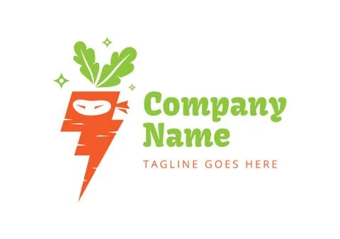 Lighting carrot ninja logo Stock Illustration