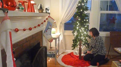 Lighting the Christmas Tree Time Lapse Stock Footage 8914310