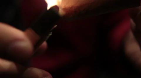 Lighting Cigar Close-up Stock Footage 31751533