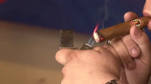 Lighting Cigar Stock Footage 93701919