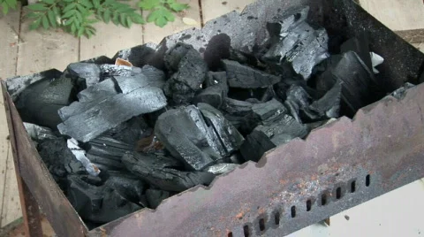 Lighting up the coals Stock Footage 855077