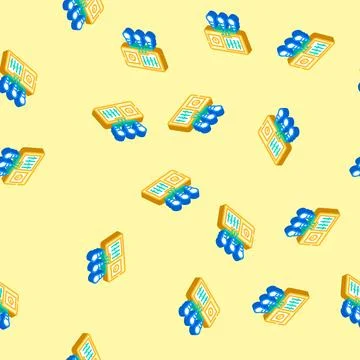Lighting controls efficient isometric icon seamless pattern Stock Illustration
