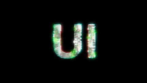 Lighting cybernetic text UI on black - meta universe concept Stock Illustration