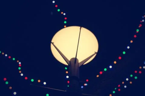 Lighting decor and bokeh background -vintage effect style pictures. Stock Photos