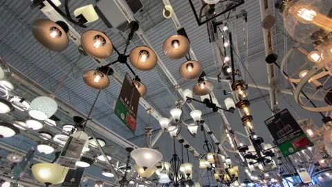 Lighting Department - Large Big Box hardware store Stock Footage 201619281