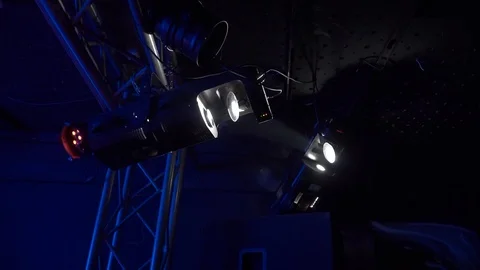 Lighting device that changes color.Soffits in a nightclub Video stock 89585423