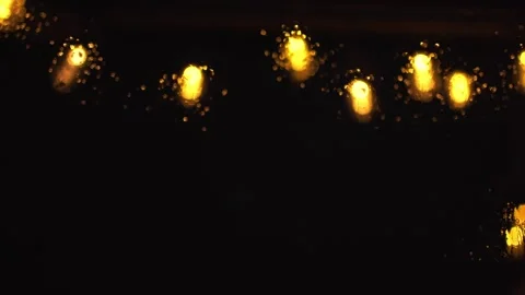Lighting during rain drop on window in the night Stock Footage 252425341