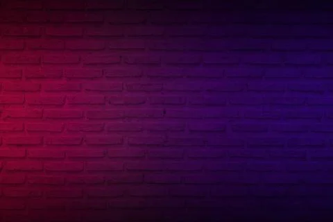 Lighting effect neon light on brick wall texture for party or club bar back.. Stock Photos