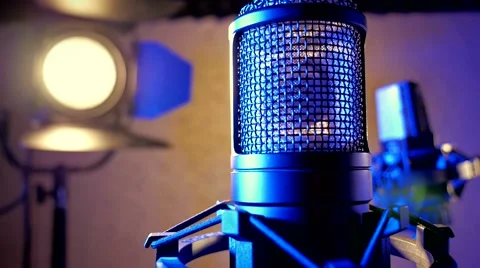 Lighting effects studio microphone lights sliding camera Stock Footage 66262959