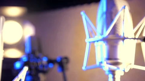 Lighting effects studio microphone lights sliding camera Stock Footage 66262980