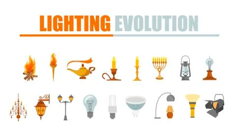Lighting elements icon set Stock Illustration