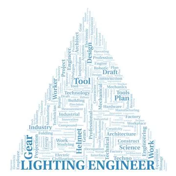 Lighting Engineer typography word cloud create with the text only Stock Illustration