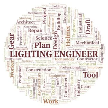 Lighting Engineer typography word cloud create with the text only Stock Illustration