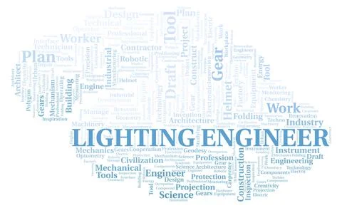 Lighting Engineer typography word cloud create with the text only Stock Illustration