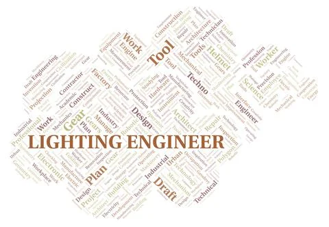 Lighting Engineer typography word cloud create with the text only Stock Illustration
