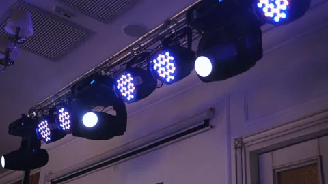 Lighting equipment for disco hanging from the ceiling Stock Footage 116893452