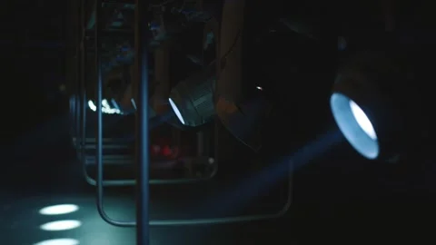 Lighting equipment on an empty stage. Multicolor Stock Footage 234153373