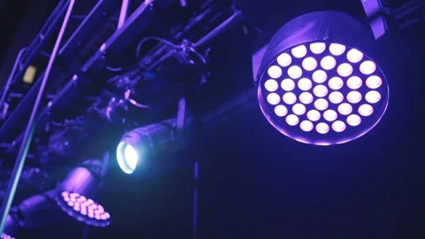 Lighting equipment on an empty stage. Multicolor Stock Footage 234153388
