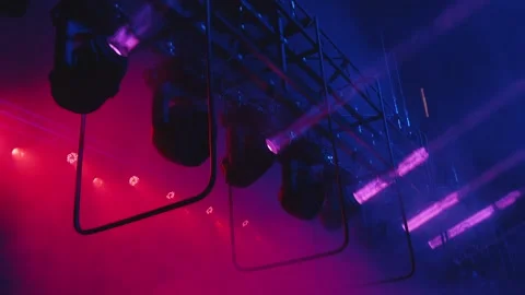 Lighting equipment on an empty stage. Multicolor Stock Footage 234153428