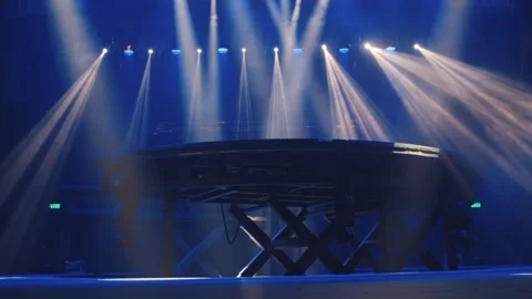 Lighting equipment on an empty stage. Multicolor Stock Footage 234153478