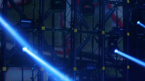 Lighting equipment, Lighting effects. Dynamic strobe light Stock Footage 145713762