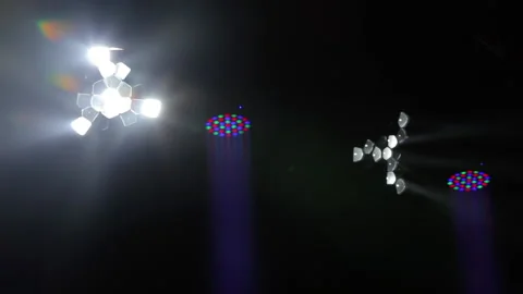 Lighting equipment, Lighting effects. Dynamic strobe light Stock Footage 146386614