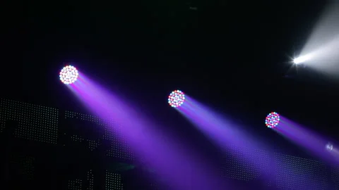 Lighting equipment, Lighting effects. Dynamic strobe light Stock Footage 146392567