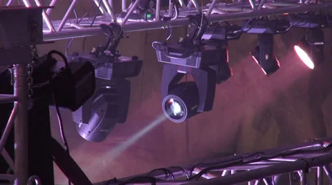 Lighting equipment, stage lights, spinning lights, concert, searchlights, frame Stock Footage 33071660