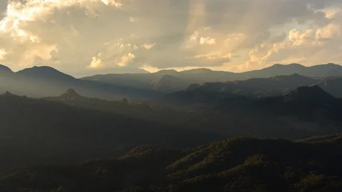 Lighting Evening Ban Luk Khao Lam Mae Hong Son in thailand Stock Footage 100741553