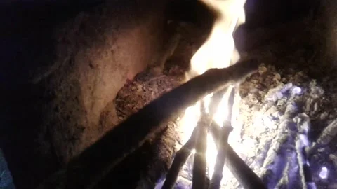 Lighting a fire in cold weather Stock Footage 212224234