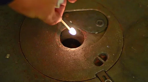 Lighting the fire of  the old style oven Video stock 56625386