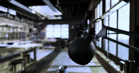 Lighting fixture brightens rustic studio with natural light イラスト素材