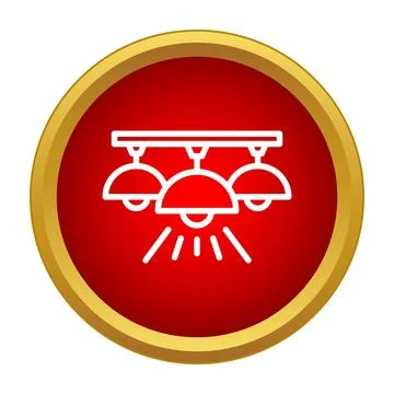 Lighting fixture ceiling lamps illuminating a red circle icon Stock Illustration