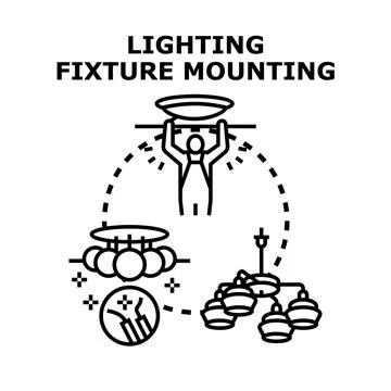 Lighting fixture mounting and installation concept illustration Stock Illustration