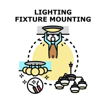 Lighting fixture mounting and installation concept illustration Stock Illustration