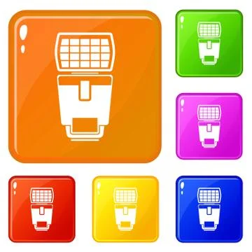 Lighting flash for camera icons set vector color Illustrazione stock