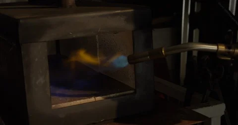 Lighting a forge close up Stock Footage 120426531