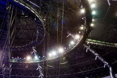 Lighting at hall ceiling. ceiling of an indoor stadium Stock Photos