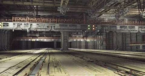 Lighting hall features, Area prepared for optical testing and diagnostics Stock Footage 333560084